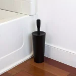 Home Basics Black and White Plastic Toilet Brush and Holder Set with Nylon Bristles thumbnail 7