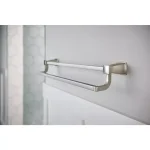 MOEN Hensley 24 in. Double Towel Bar with Press and Mark Installation, Brushed Nickel thumbnail 2