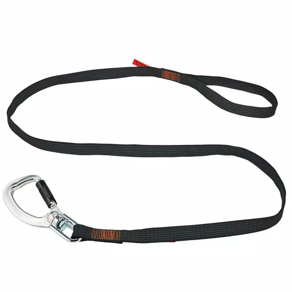 Ergodyne Squids 3129 Black Tool Lanyard with Swivel Double-Locking Carabiner, 40 lb. Capacity