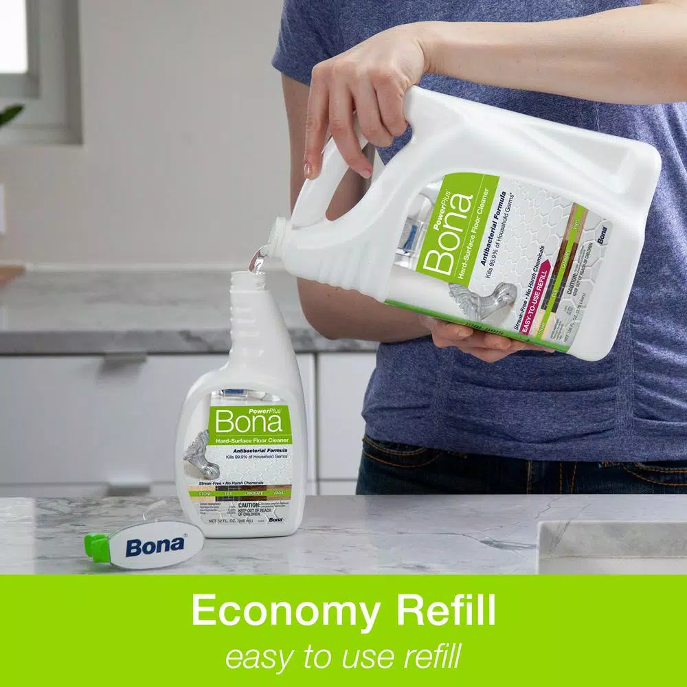 Bona PowerPlus Antibacterial Hard-Surface Floor Cleaner Refill, 128 oz.