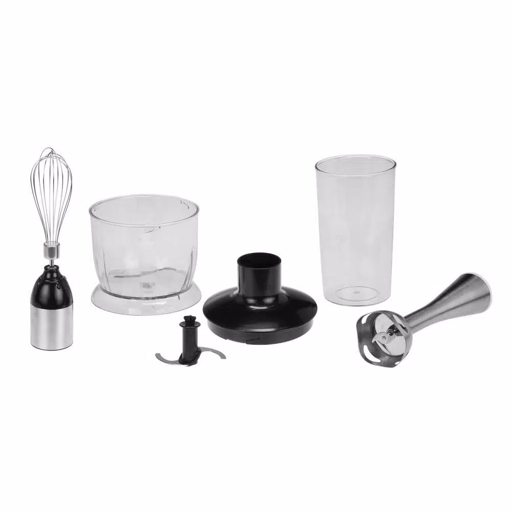 KALORIK 3-in-1 Black Stainless Steel Hand Mixer with Food Chopper, Whisk, and Mixing Cup
