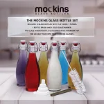 Mockins 17 oz. Glass Bottles with Swing Top Stoppers - Set of 6 with Funnel, Brush, and Gold Marker thumbnail 3