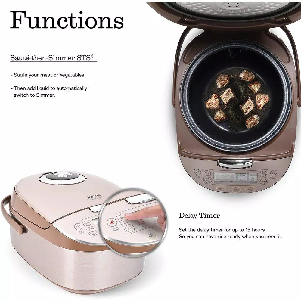 Aroma Professional 4 Qt. Champagne Electric Multi-Cooker with Ceramic Pot and Turbo Convection