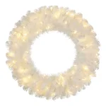 Home Accents Holiday Home Holiday Accents 30 in. Uptown Pre-Lit LED Artificial Christmas Wreath, 50 Warm White Micro Dot Lights thumbnail 1
