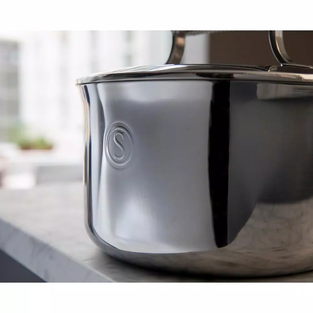 Saveur Selects 2 qt. Tri-Ply Stainless Steel Chef's Pan with Lid