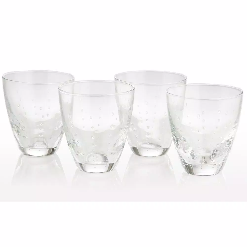 Abigails Rain Drop 8 oz. Clear Double Old-Fashioned Glass Set, Set of 4