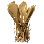 Home Basics Lyon Rose Gold Steel Cutlery Holder with Mesh Bottom and Non-Skid Feet thumbnail 2