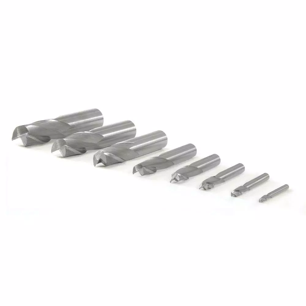 WEN 8-Piece 2-Flute High Speed Steel (HSS) End Mill Set, Imperial Sizes 1/8 in. to 5/8 in.
