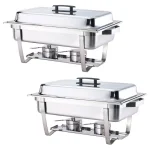 Alpha Living 8 Qt. Stainless Steel Chafing Dish Set of 2, Foldable Frame Buffet Server thumbnail 1