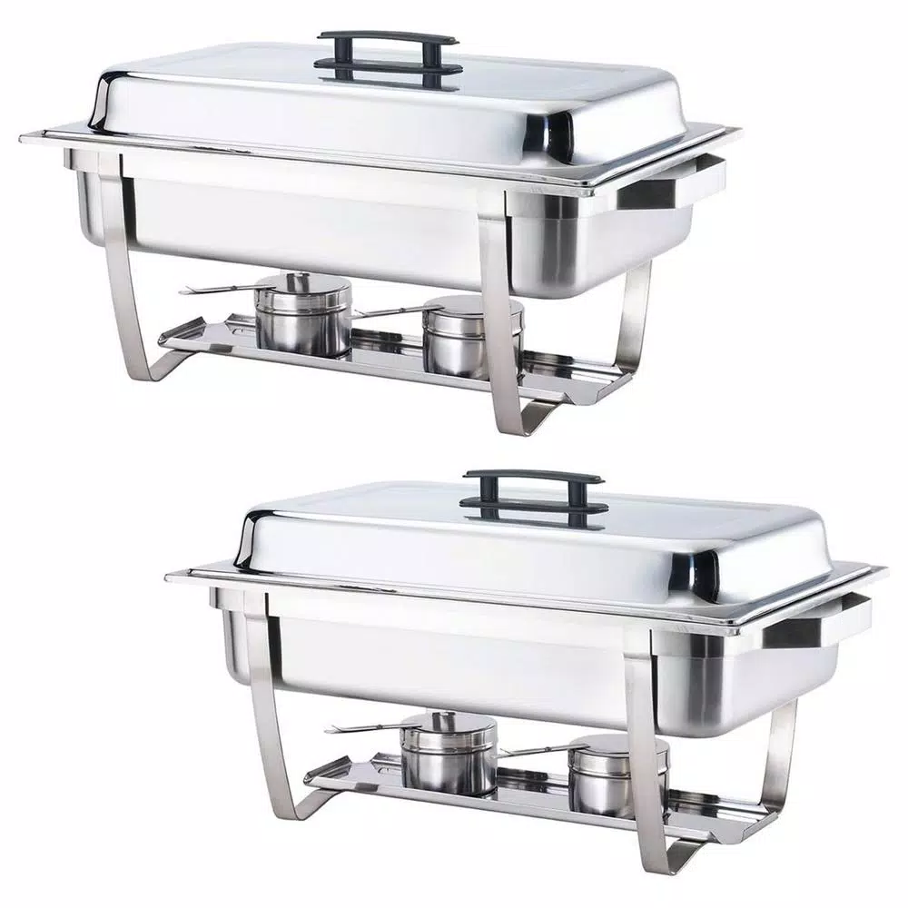 Alpha Living 8 Qt. Stainless Steel Chafing Dish Set of 2, Foldable Frame Buffet Server