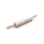 Fox Run White Marble Rolling Pin with Wooden Handles and Base thumbnail 1