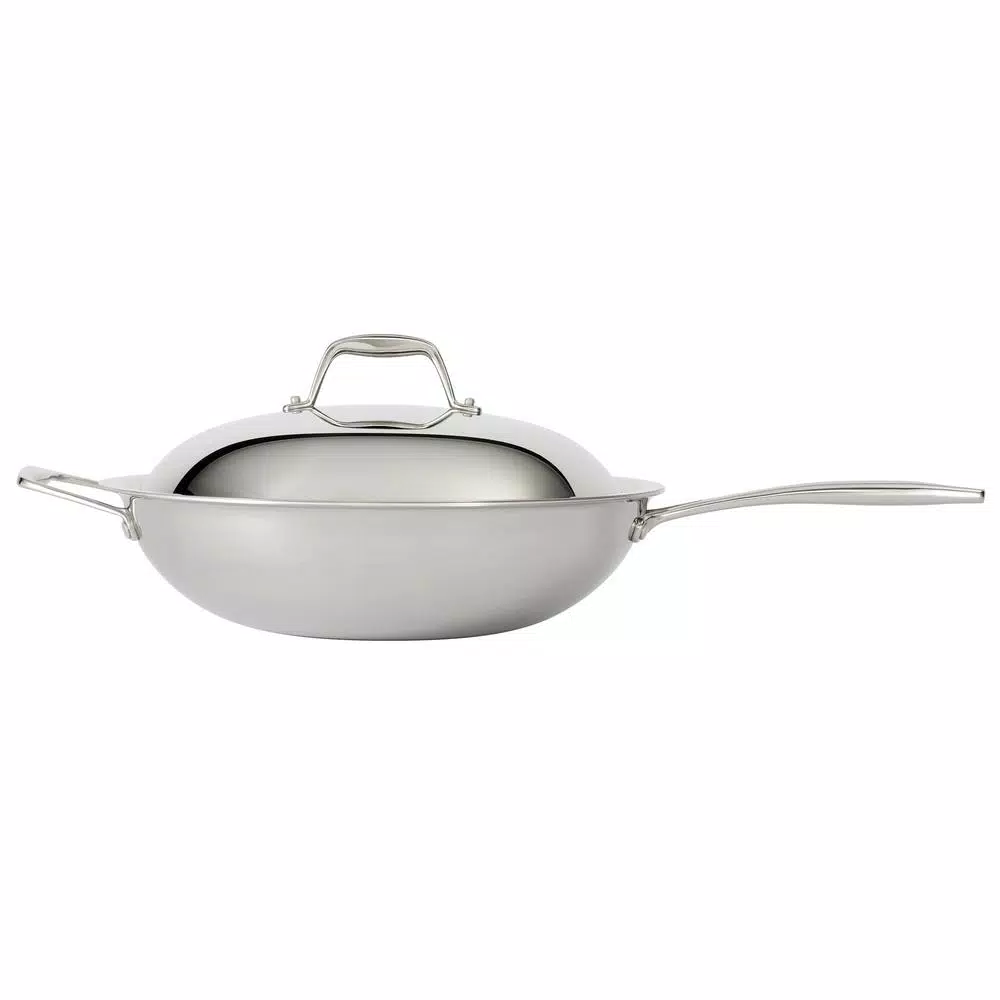 Tramontina 12 in. Tri-Ply Clad Stainless Steel Wok with Lid