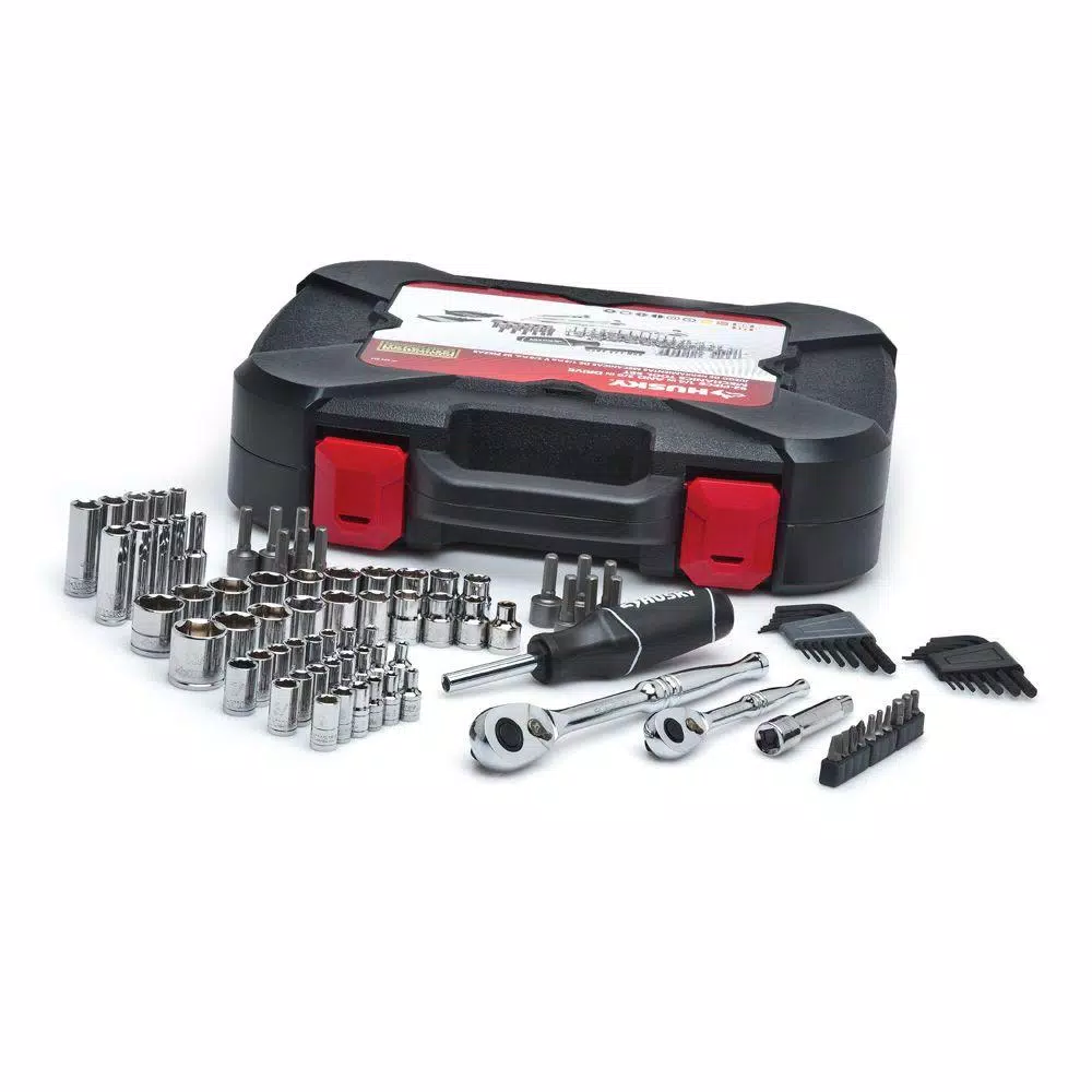Husky 92-Piece Mechanics Tool Set with 1/4 in. and 3/8 in. Drive Ratchets and Sockets