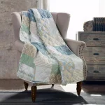 DONNA SHARP Tidepool Green Microfiber Coastal Patchwork Reversible Throw Blanket thumbnail 1