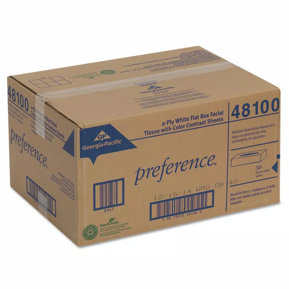 Georgia-Pacific Preference White 2-Ply Facial Tissues, 100-Count (30 Pack)