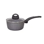 AMERCOOK Lava Stone 1.5 qt. Aluminum Nonstick Saucepan with Glass Lid, Gray thumbnail 1