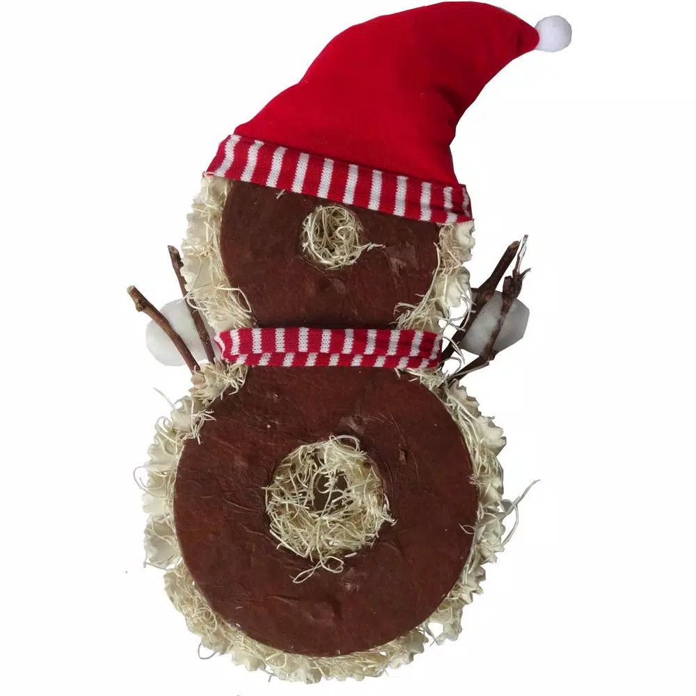 Fraser Hill Farm 25 in. Artificial Snowman Christmas Wreath with Red Hat and Striped Scarf