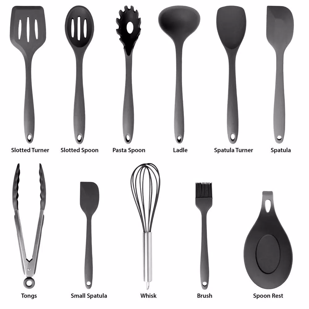 MegaChef 12-Piece Black Silicone Kitchen Utensil Set