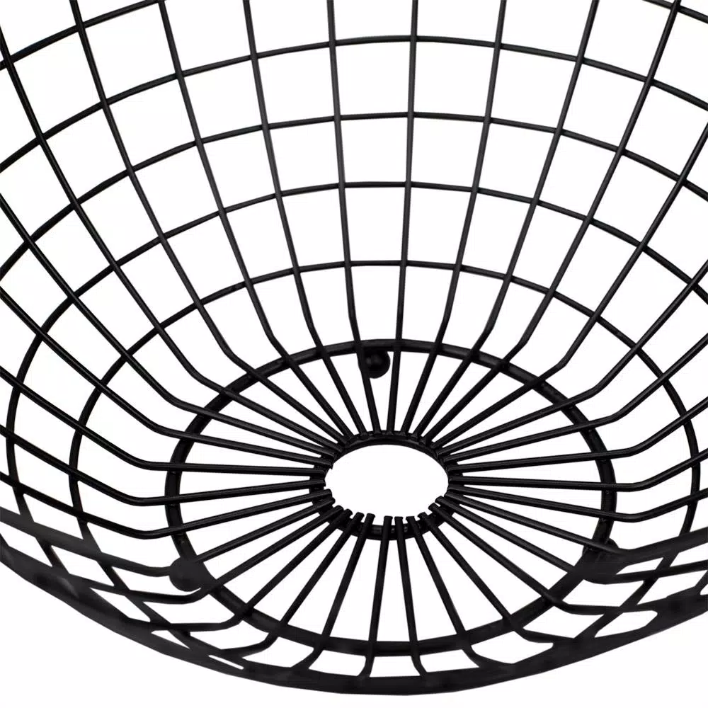 Unbranded Grid Collection Large Black Wire Fruit Bowl - Modern Steel Countertop Organizer