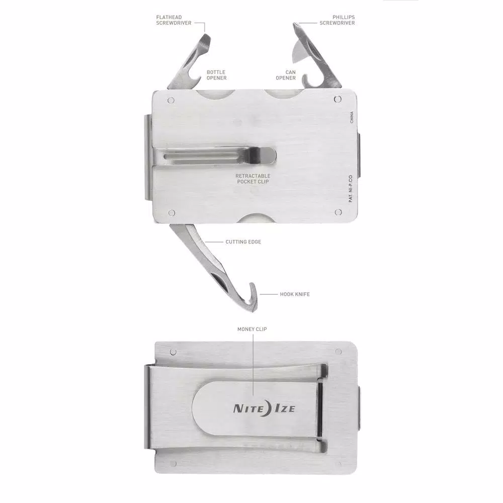 Nite Ize 6-in-1 Stainless Steel Financial Tool Money Clip and Wallet Multi-Tool