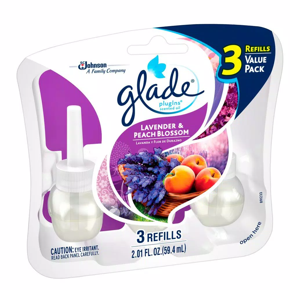 Glade PlugIns Scented Oil Air Freshener Refills, Lavender & Peach Blossom, 3-Pack (Case of 6)