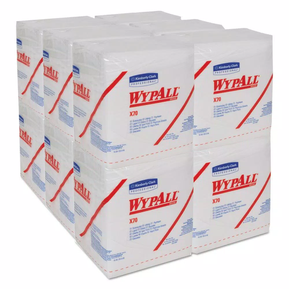 WypAll X70 White Quarterfold Wipers, 76-Pack (Case of 12)
