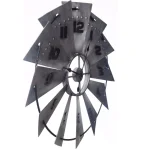 Pinnacle Rustic Galvanized Metal Windmill Wall Clock, 31-in Oversized Farmhouse Decor thumbnail 4