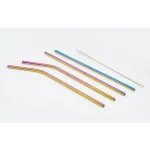 ExcelSteel 10-Piece Rainbow Stainless Steel Reusable Straw Set with Cleaning Brushes thumbnail 1