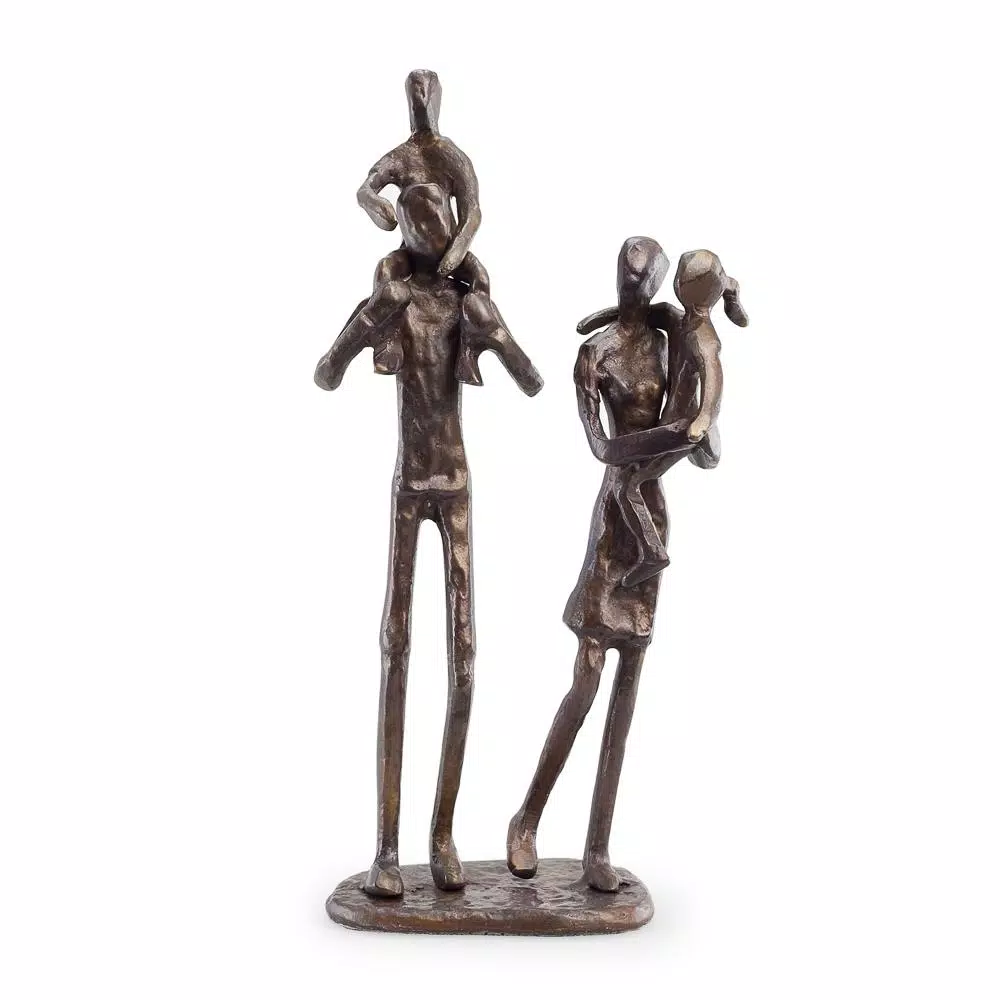 DANYA B Handcrafted Bronze Family of 4 Sculpture - Modern Sand Cast Statuary