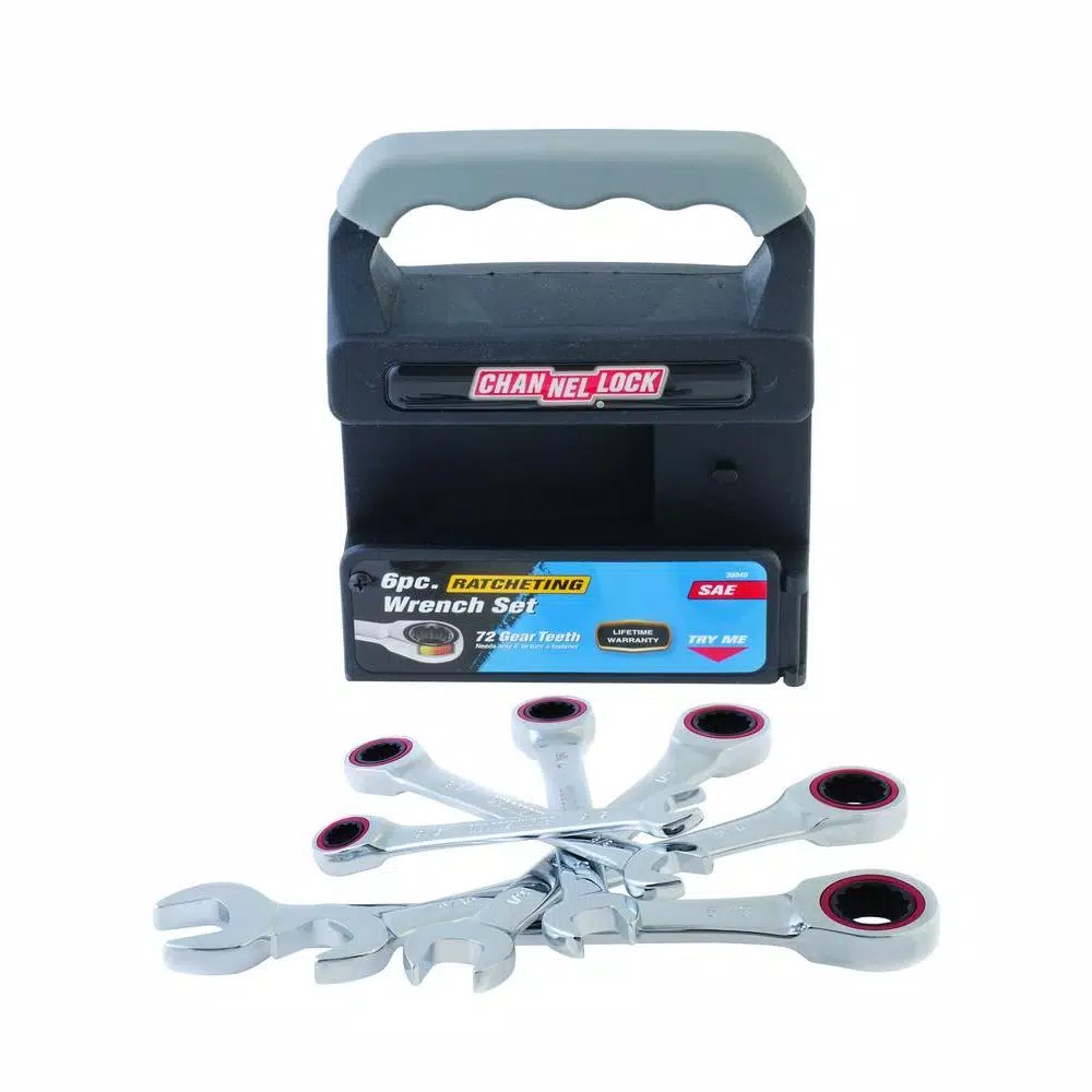 Channellock SAE Ratcheting Wrench Set, 6-Piece High Carbon Steel Hand Tool Set