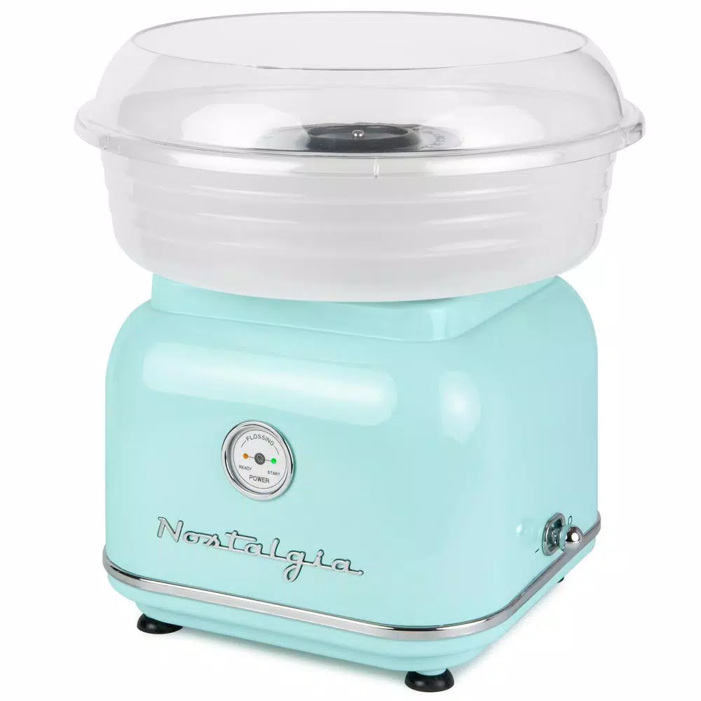 Nostalgia Retro Aqua Electric Cotton Candy Maker with 2 Reusable Cones