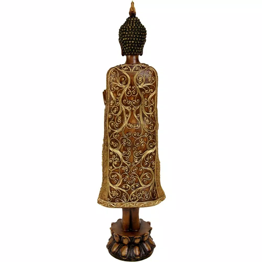 Oriental Furniture 20 in. Gold Thai Buddha Statue - Resin Decorative Sculpture