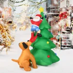 Costway 6.5 ft. Pre-lit LED Inflatable Christmas Tree with Santa and Dog Decorations thumbnail 3