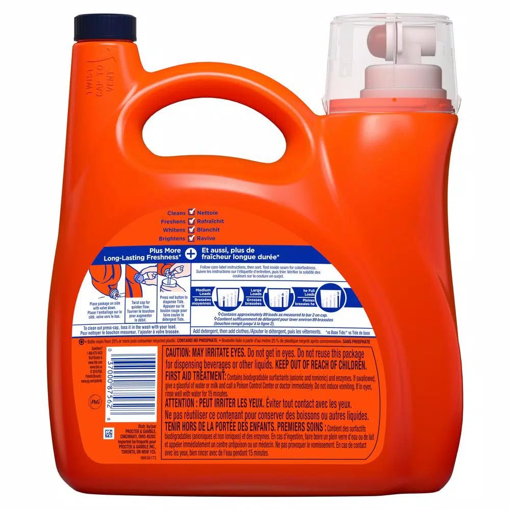 Tide Plus Febreze Spring and Renewal High Efficiency Liquid Laundry Detergent, 138 oz (89 Loads)