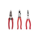 Milwaukee 3-Piece Electrician Pliers Set with Lineman's, Wire Strippers, and Long Nose Pliers thumbnail 1