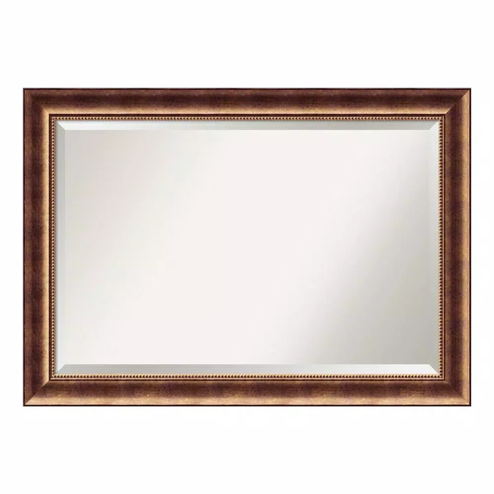 Amanti Art Manhattan 41.5 in. W x 29.5 in. H Rectangular Beveled Edge Wood Bathroom Vanity Mirror, Burnished Bronze