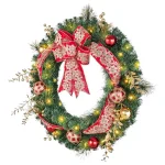 Home Accents Holiday Home Holiday Accents 30 in. Royal Easton Pre-Lit Artificial Pine Wreath with Warm White LED Lights thumbnail 3