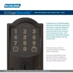 Schlage Encode Smart WiFi Door Lock with Alarm and Accent Lever Handleset, Aged Bronze thumbnail 4