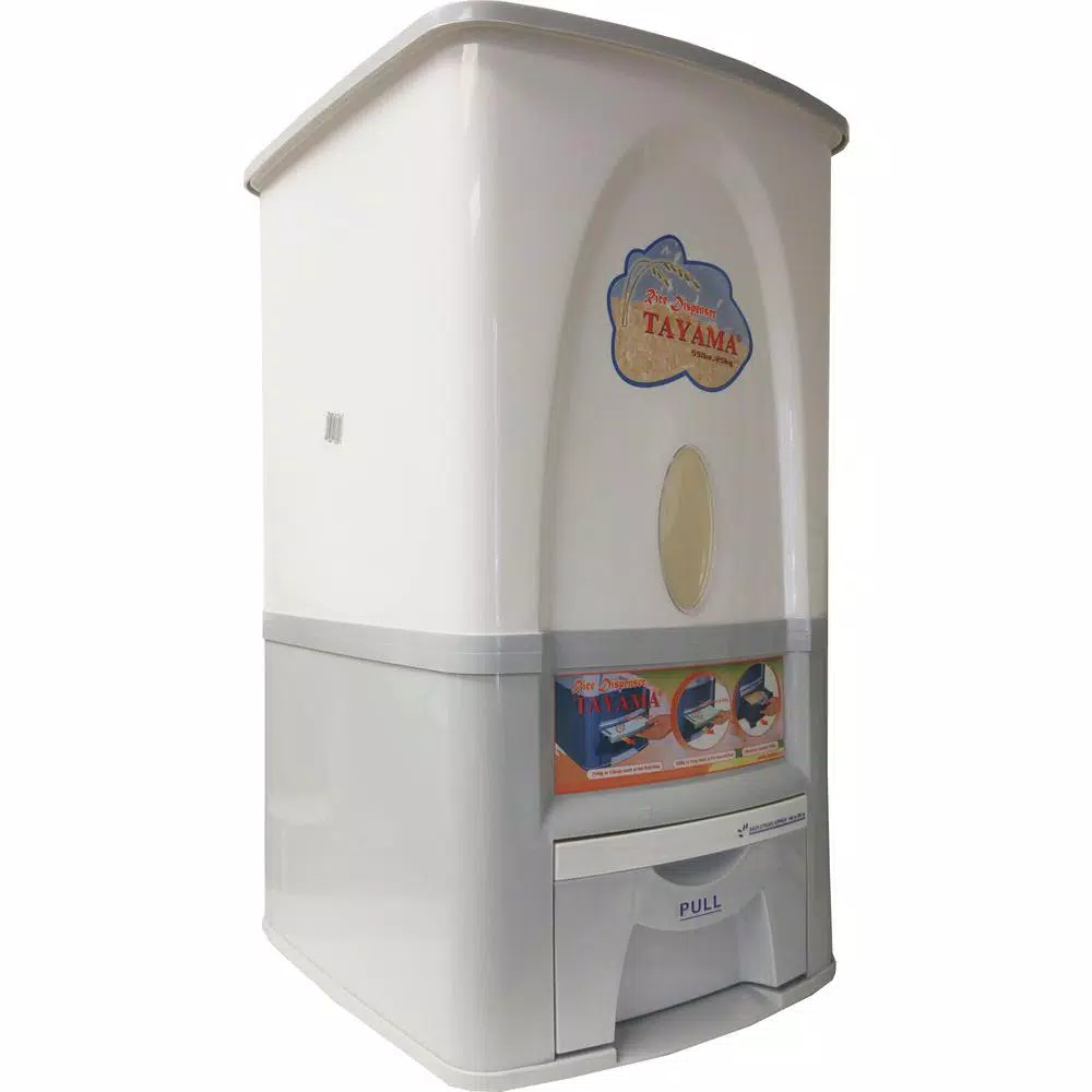 Tayama Rice Dispenser 55 lbs. Capacity White Dry Food Storage Container