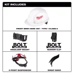 Milwaukee BOLT White Type 1 Class E Front Brim Hard Hat thumbnail 3