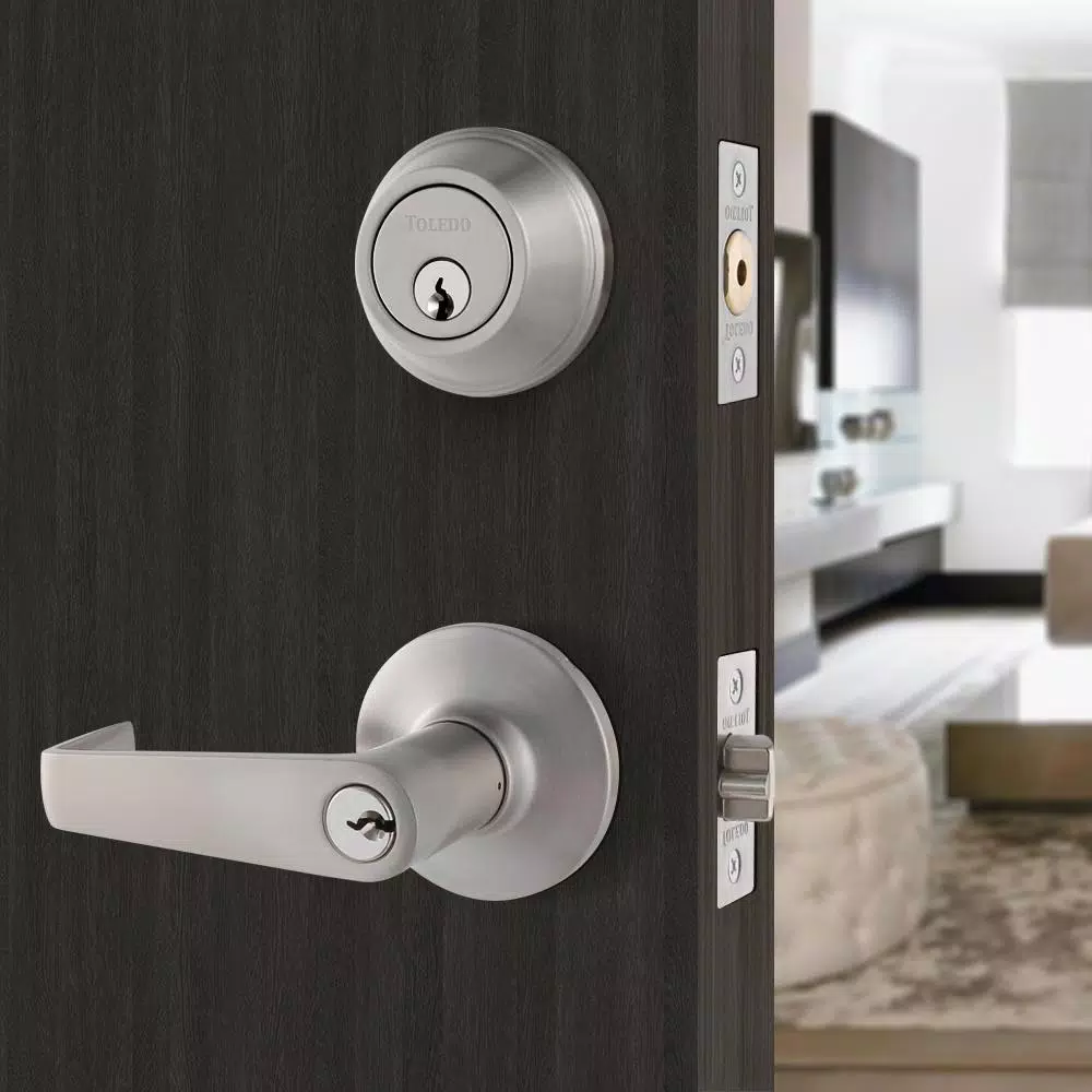 Toledo Fine Locks Double Cylinder Keyed Entry Combination Set, Satin Nickel