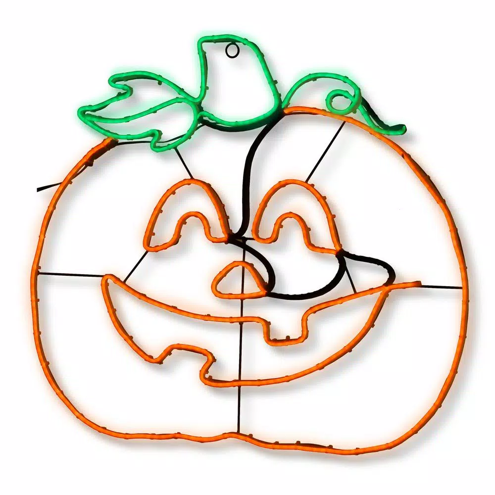 National Tree Company 24 in. Orange and Green LED Pumpkin Jack-O-Lantern Halloween Light Strip
