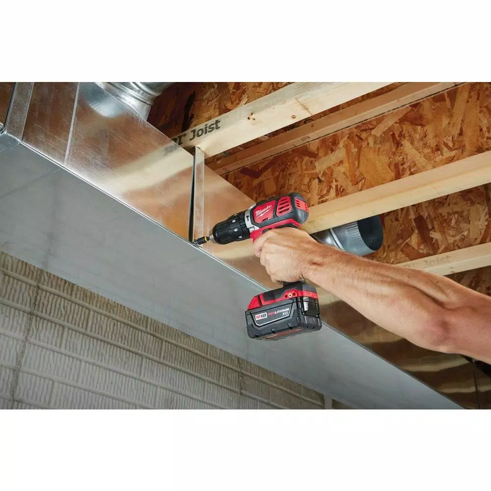 Milwaukee M18 18V Lithium-Ion Cordless 1/2 in. Hammer Drill Driver Kit with (2) 3.0Ah Batteries, Charger & Case