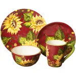 Certified International Sunset Sunflower 16-Piece Ceramic Dinnerware Set, Service for 4 thumbnail 2