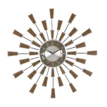 LITTON LANE 22 in. Modern Sunburst Round Wall Clock with Black Iron Rays and Brown Tips thumbnail 3