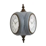 3R Studios Grey Double Sided Wall Clock with Distressed Metal Finish and Quartz Movement thumbnail 1