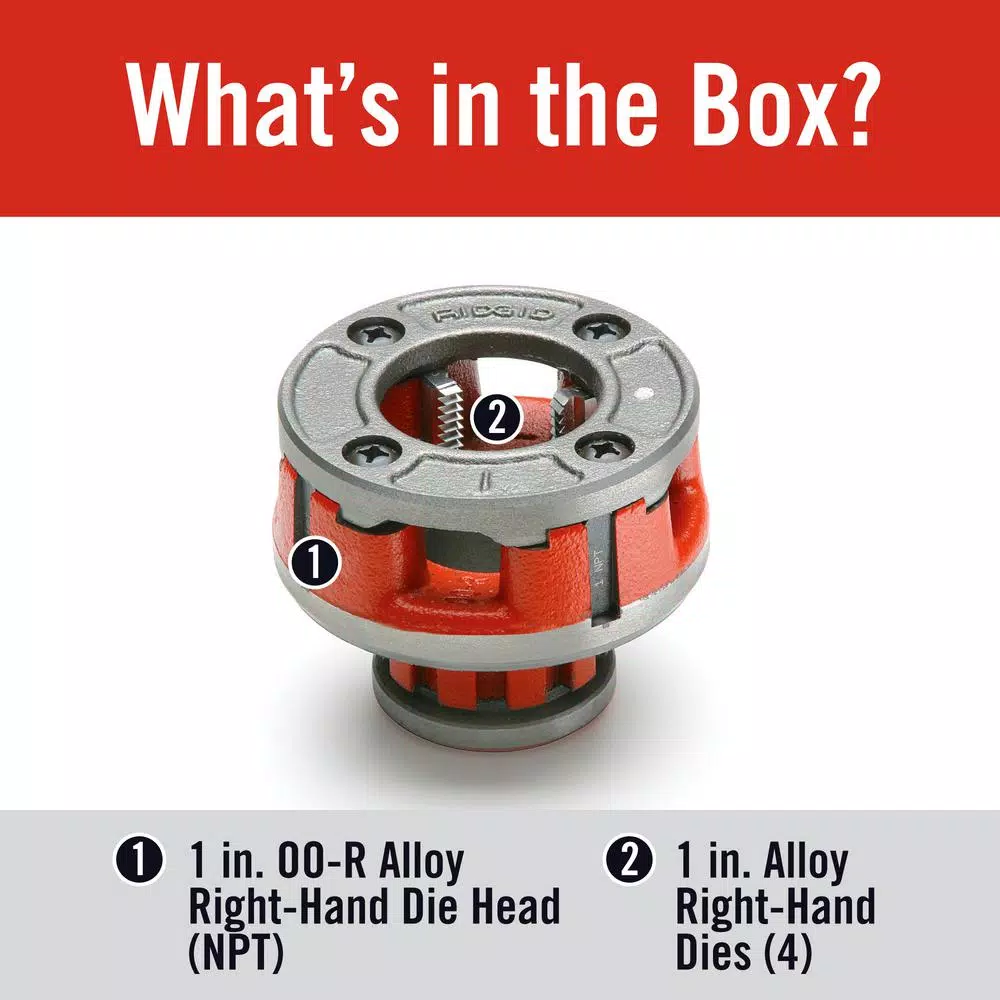 RIDGID 1 in. OO-R NPT Right-Hand 11-1/2 TPI Alloy Die Head