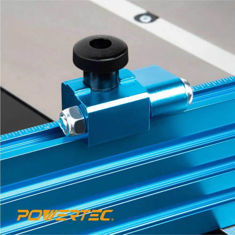 POWERTEC 24 in. Table Saw Precision Miter Gauge System with Multi-Track Fence and T-Track Flip Stop
