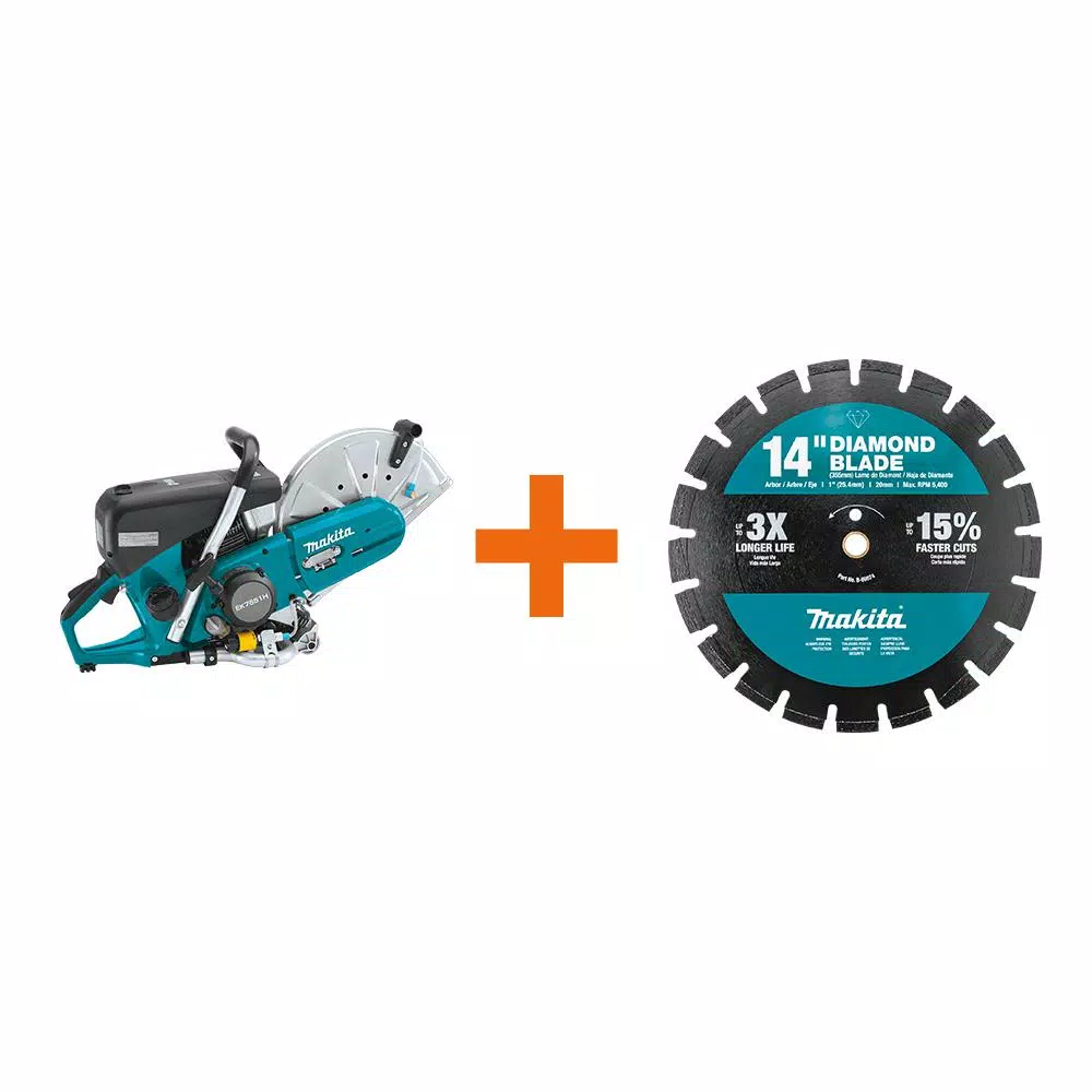 Makita 14 in. 76cc 4-Stroke Gas Power Cutter with Bonus 14 in. Segmented Rim Diamond Blade