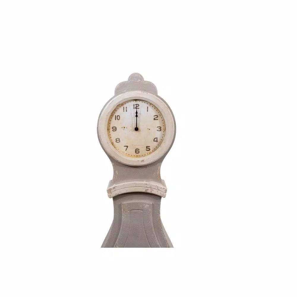 3R Studios Distressed Grey Vintage Wood Floor Grandfather Clock with Quartz Movement